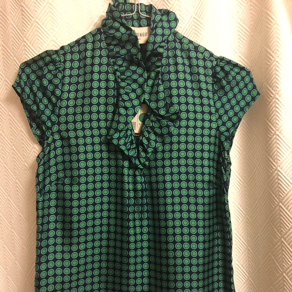 NWT Elizabeth McKay Elizabeth Silk Blouse Size 4